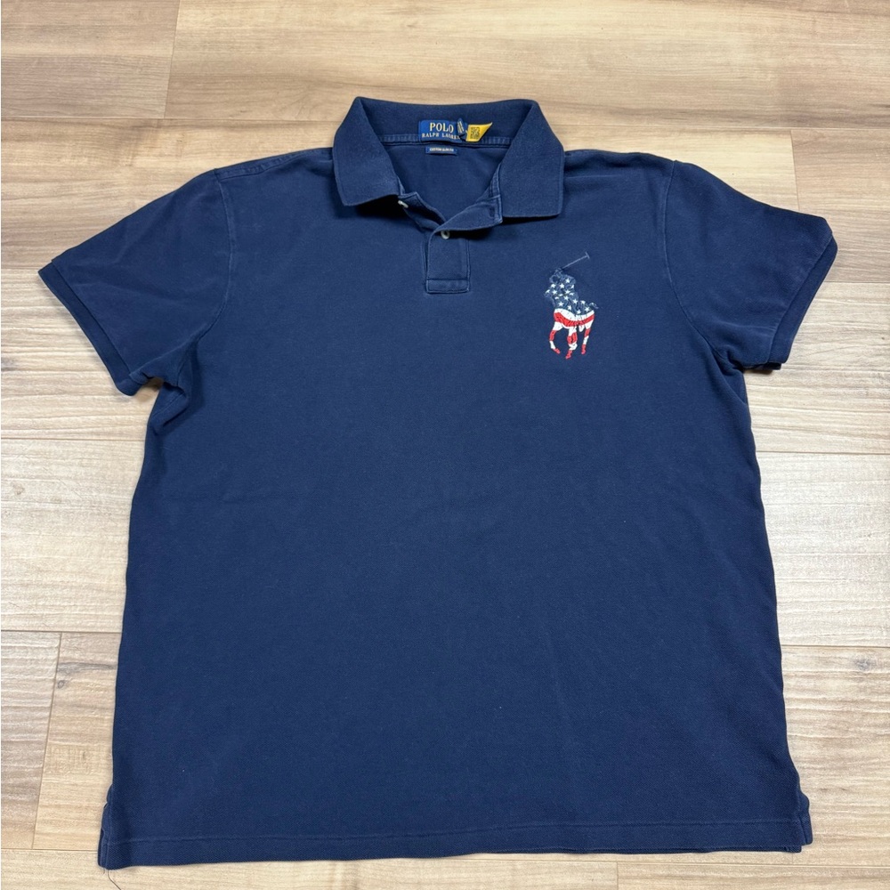 Polo Ralph Lauren Men's XL Navy Polo with Stars & Stripes Large Pony